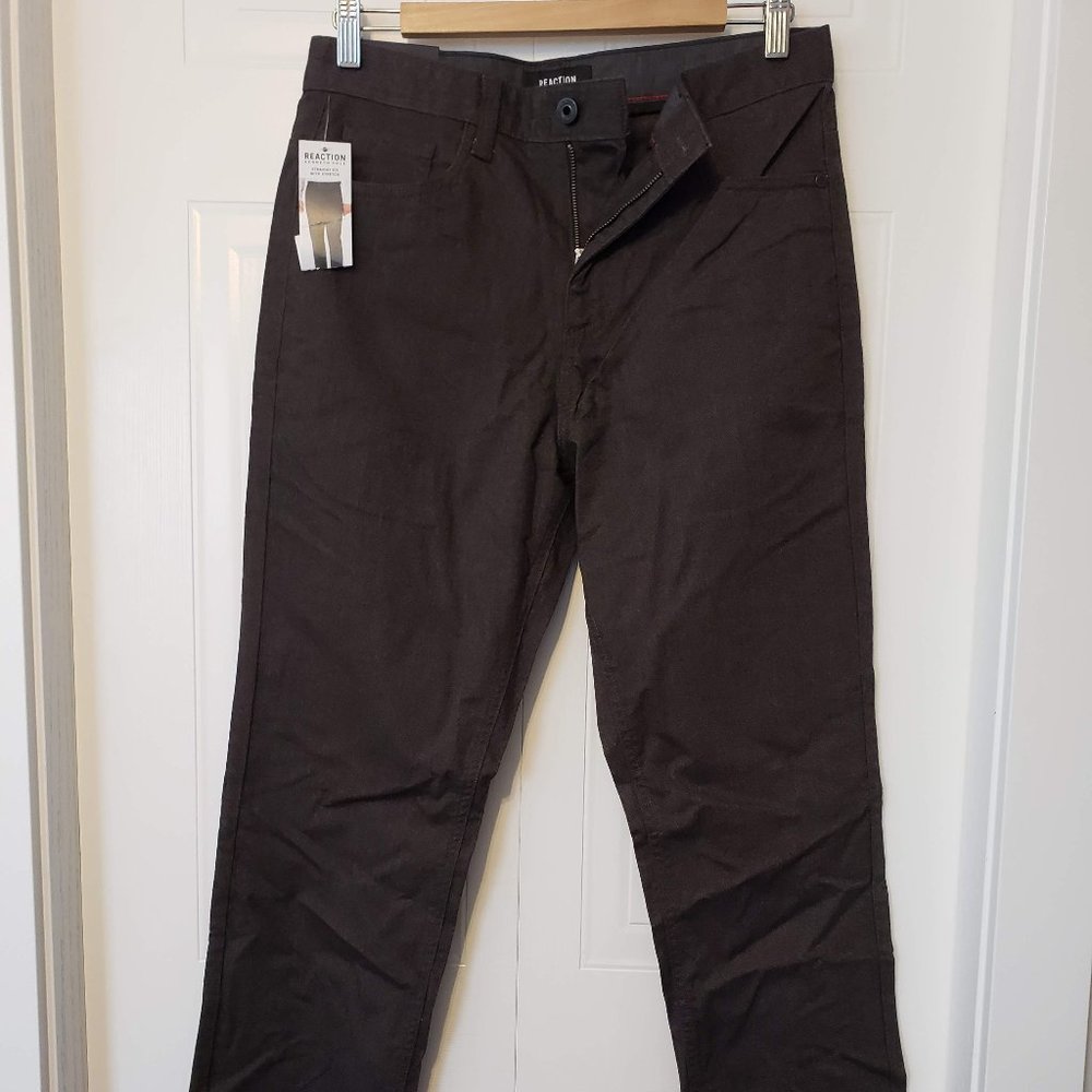 NWT Reaction Kenneth Cole Dark Brown Straight Fit Pants, Size 32 X 30*